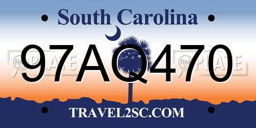 97AQ470 South Carolina License Plate
