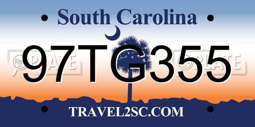 97TG355 South Carolina License Plate