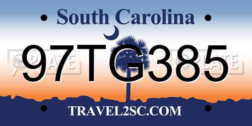 97TG385 South Carolina License Plate
