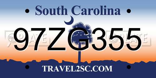 97ZG355 South Carolina License Plate