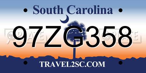 97ZG358 South Carolina License Plate