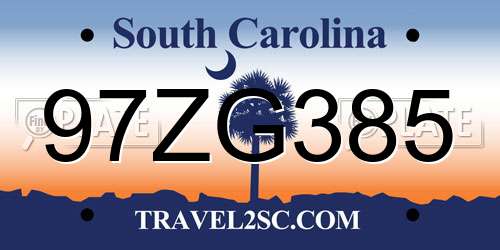 97ZG385 South Carolina License Plate