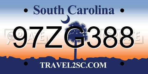 97ZG388 South Carolina License Plate
