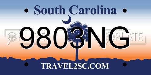 9803NG South Carolina License Plate