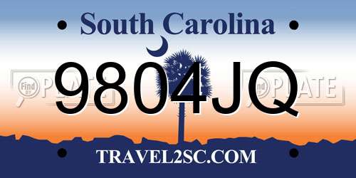 9804JQ South Carolina License Plate