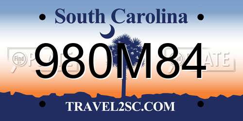 980M84 South Carolina License Plate