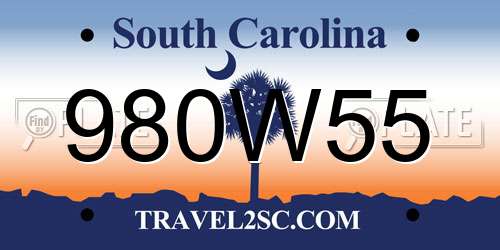980W55 South Carolina License Plate