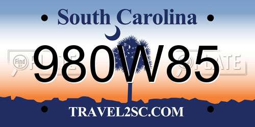 980W85 South Carolina License Plate