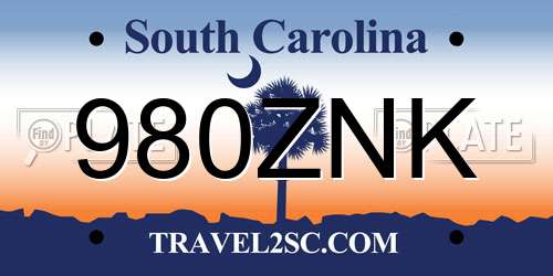 980ZNK South Carolina License Plate