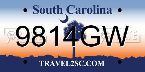 9814GW South Carolina License Plate