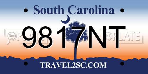 9817NT South Carolina License Plate