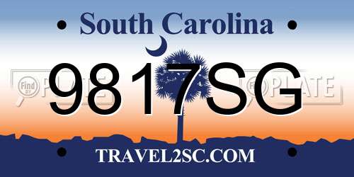 9817SG South Carolina License Plate