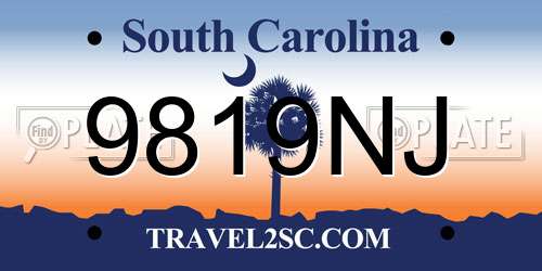 9819NJ South Carolina License Plate