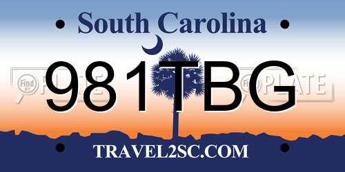 981TBG South Carolina License Plate
