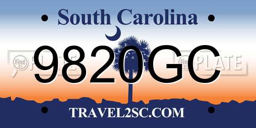 9820GC South Carolina License Plate