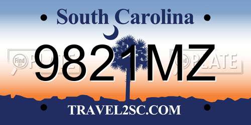9821MZ South Carolina License Plate