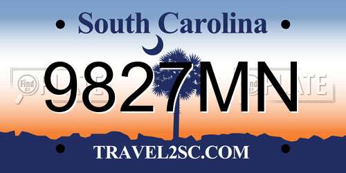 9827MN South Carolina License Plate