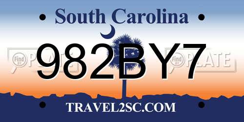 982BY7 South Carolina License Plate