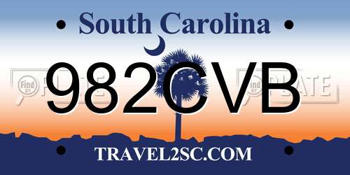 982CVB South Carolina License Plate