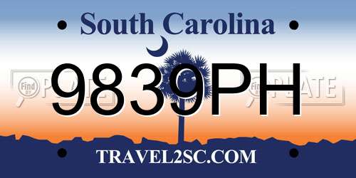 9839PH South Carolina License Plate