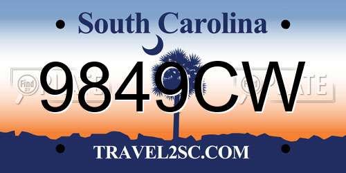 9849CW South Carolina License Plate
