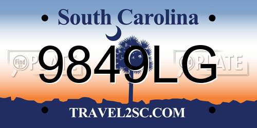 9849LG South Carolina License Plate