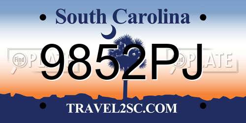 9852PJ South Carolina License Plate