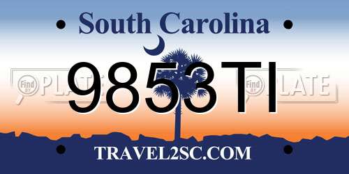 9853TI South Carolina License Plate