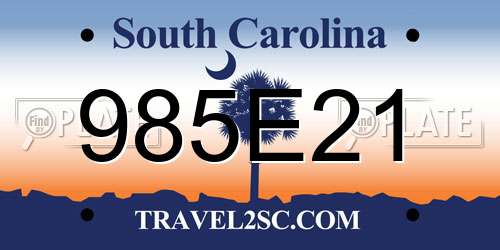 985E21 South Carolina License Plate