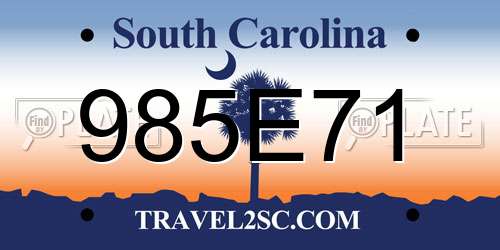 985E71 South Carolina License Plate