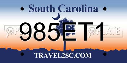 985ET1 South Carolina License Plate