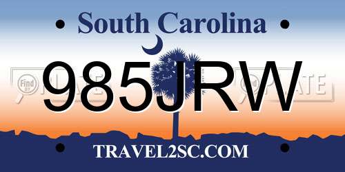 985JRW South Carolina License Plate