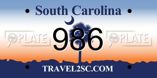 986 South Carolina License Plate
