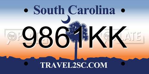 9861KK South Carolina License Plate