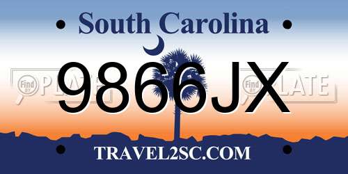 9866JX South Carolina License Plate