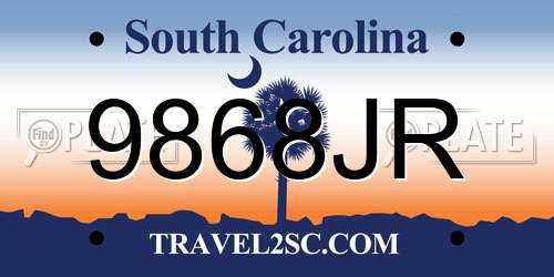 9868JR South Carolina License Plate