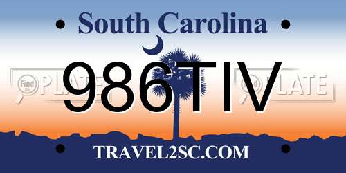 986TIV South Carolina License Plate
