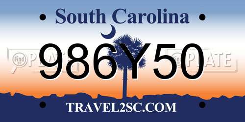 986Y50 South Carolina License Plate