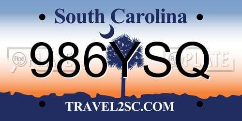 986YSQ South Carolina License Plate