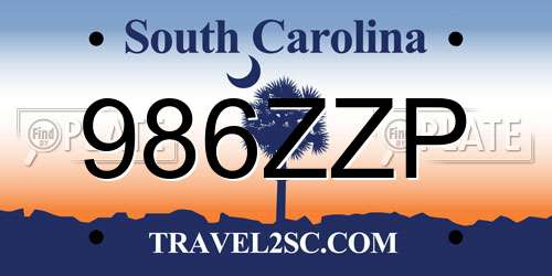 986ZZP South Carolina License Plate