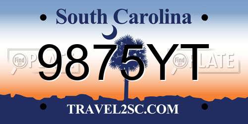 9875YT South Carolina License Plate