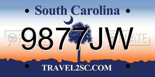9877JW South Carolina License Plate