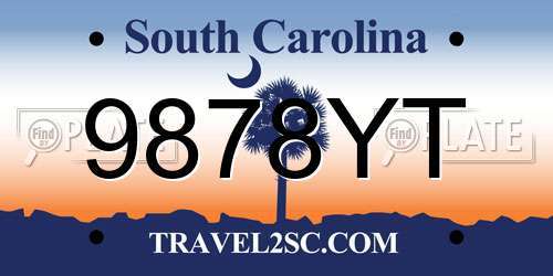 9878YT South Carolina License Plate