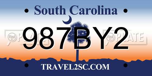 987BY2 South Carolina License Plate