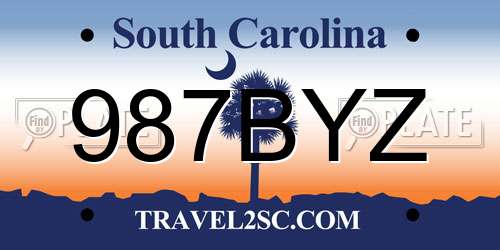 987BYZ South Carolina License Plate