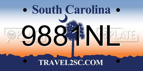 9881NL South Carolina License Plate