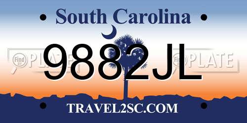 9882JL South Carolina License Plate