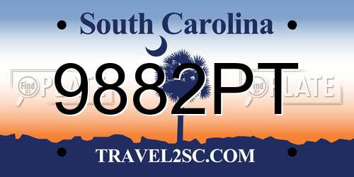 9882PT South Carolina License Plate