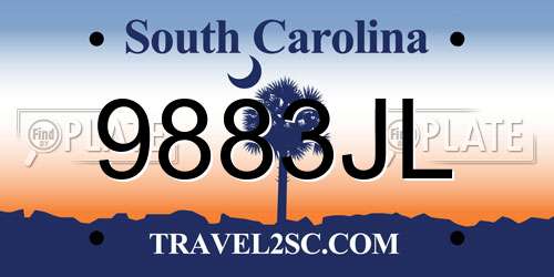 9883JL South Carolina License Plate