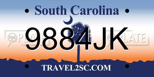 9884JK South Carolina License Plate